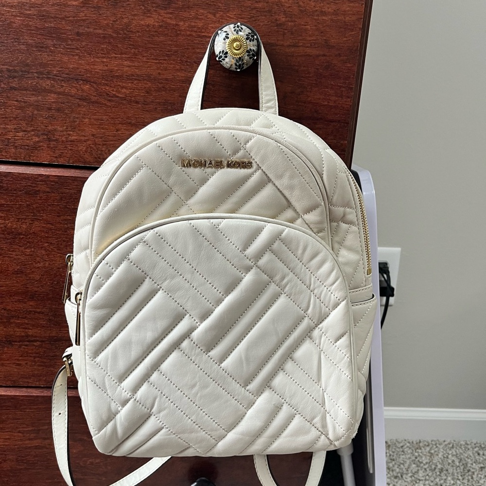 Michael Kors Ivory Quilted Backpack